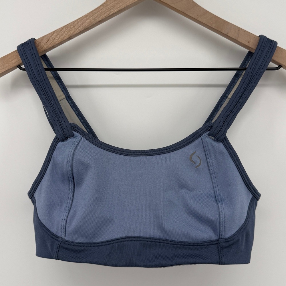 Brooks Moving Comfort Fiona Wireless Sports Bra Blue 32C Hook Loop 350003‎